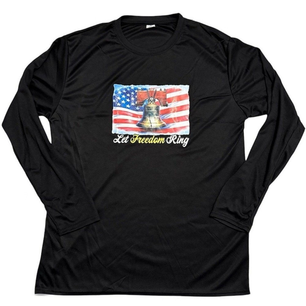 Armored Sportswear Performance Shirt Mens L Black Let Freedom Ring Liberty Bell